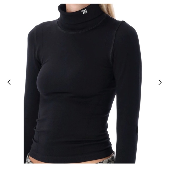 Misbhv black Turtleneck Logo Embroidered Long Sleeve Top size XS m monogram - Picture 2 of 5